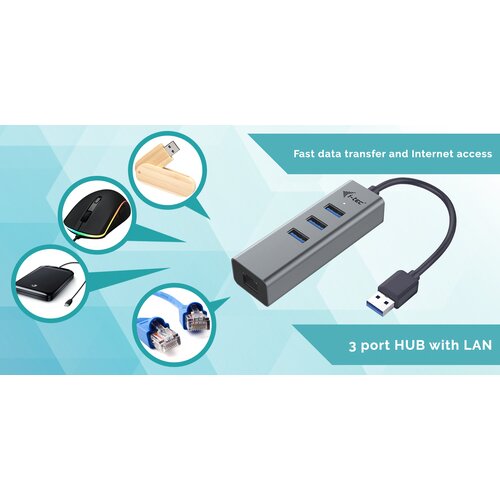 Itec Hub USB 3.0 de Puissance avec 4 Ports USB 3.0 et Adaptateur d